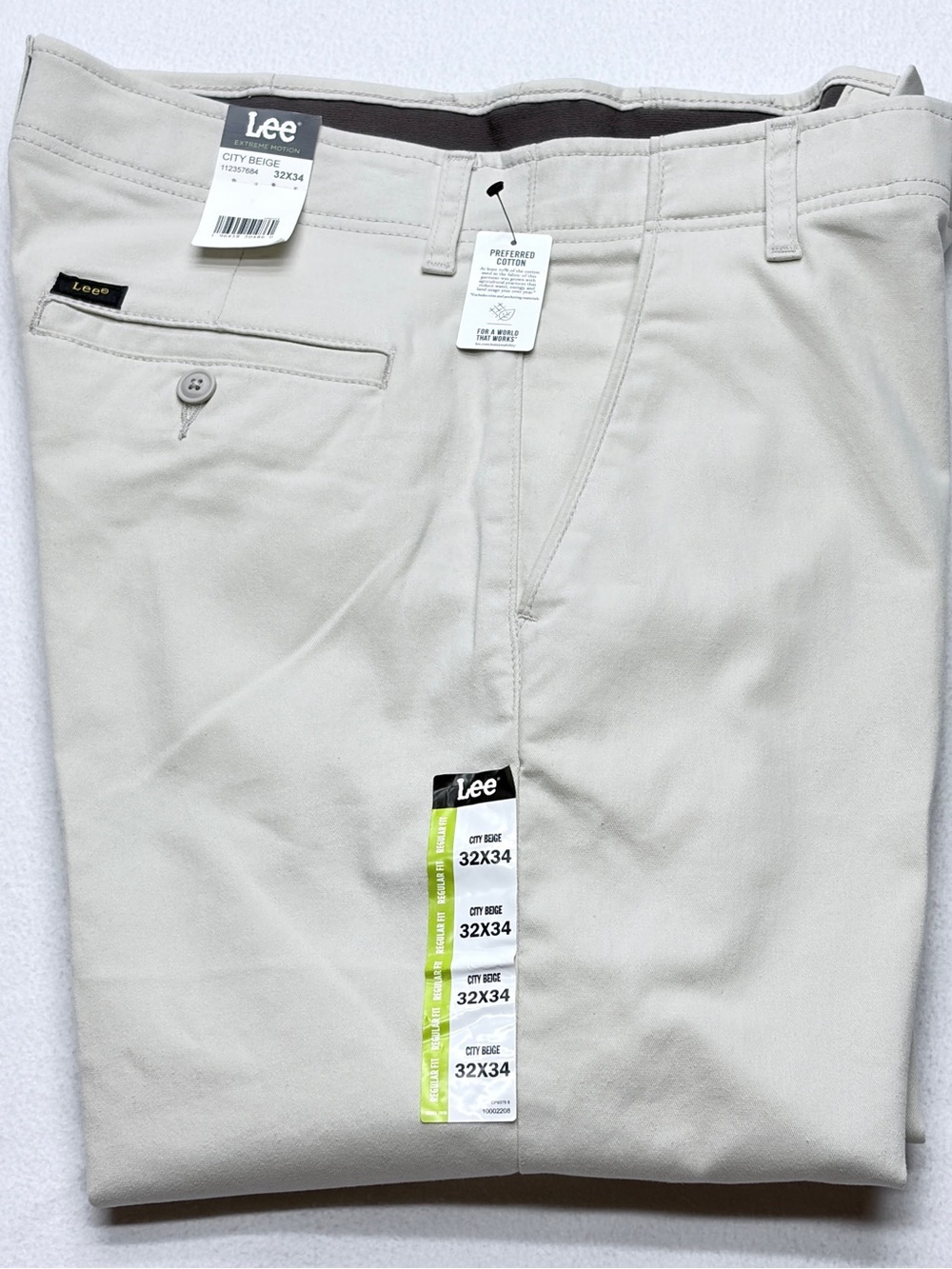 Lee Extreme Motion Pants Men’s 32x34 City Beige Regular Fit Straight Leg Stretch - Picture 1 of 13